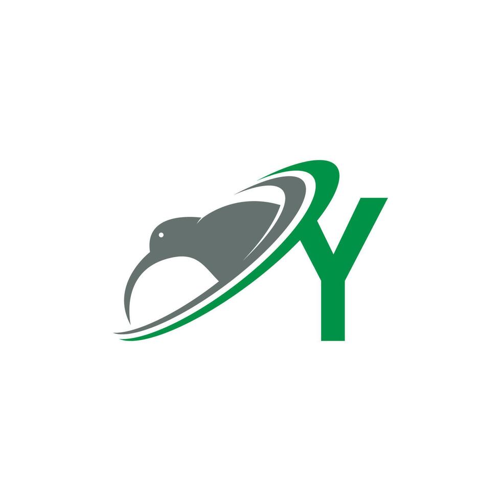 letra y com vetor de design de ícone de logotipo de pássaro kiwi