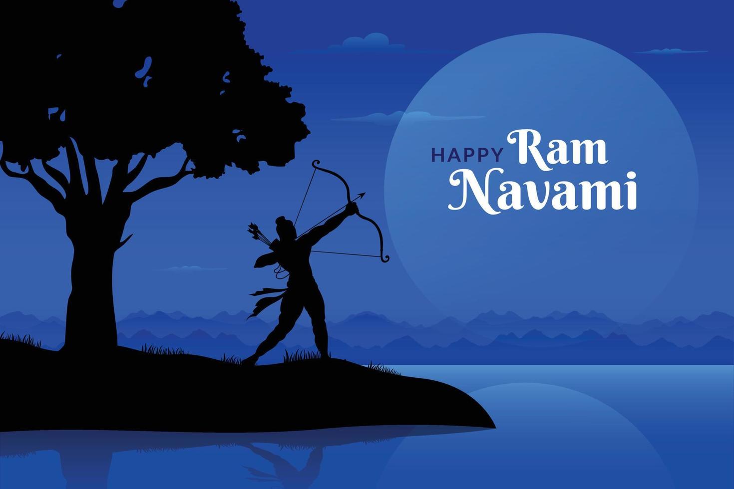 shree ram navami celebração senhor rama com arco e flecha vetor