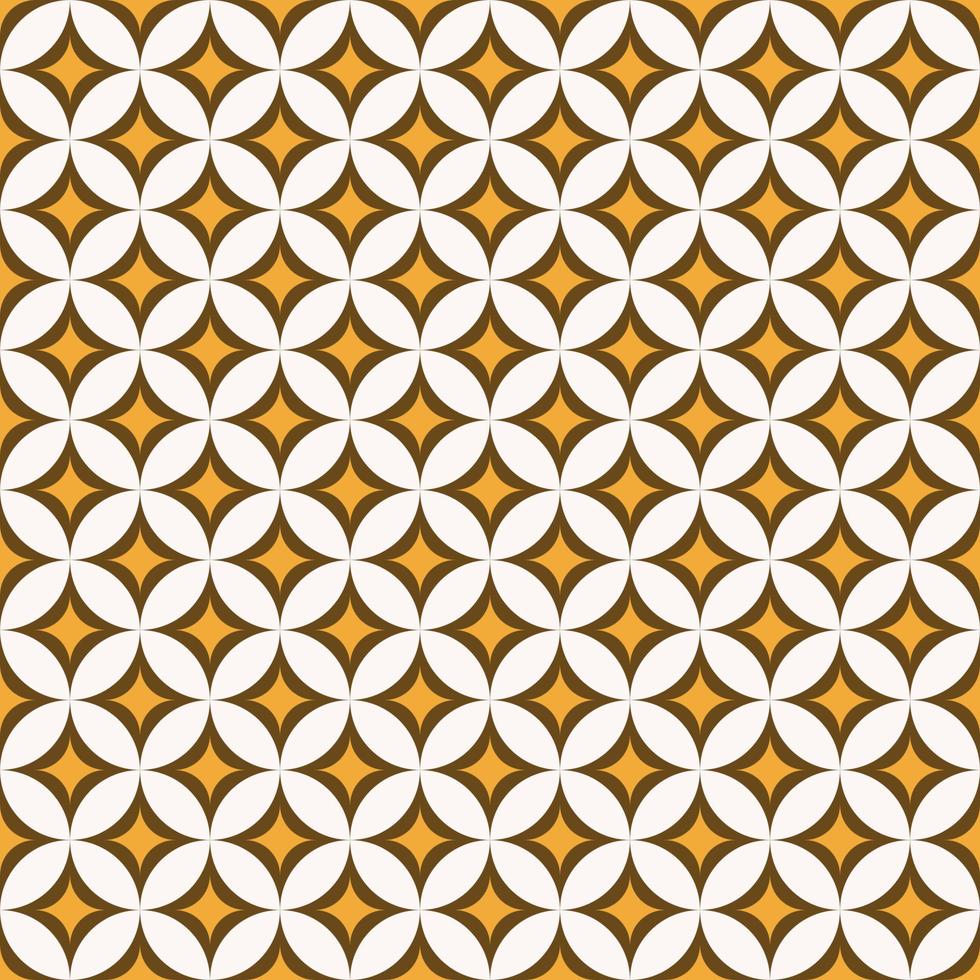 estrela geométrica grade círculo forma marrom ouro amarelo cor sem costura de fundo. padrão de batik. uso para tecido, têxtil, elementos de decoração de interiores, estofados, embalagens, embrulhos. vetor