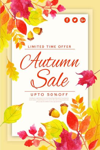 Cartaz de venda de folhas de outono vetor