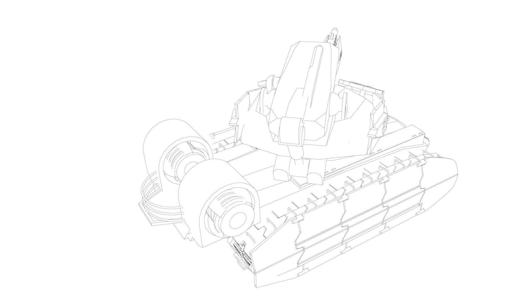 arte de linha do tanque destruidor vetor