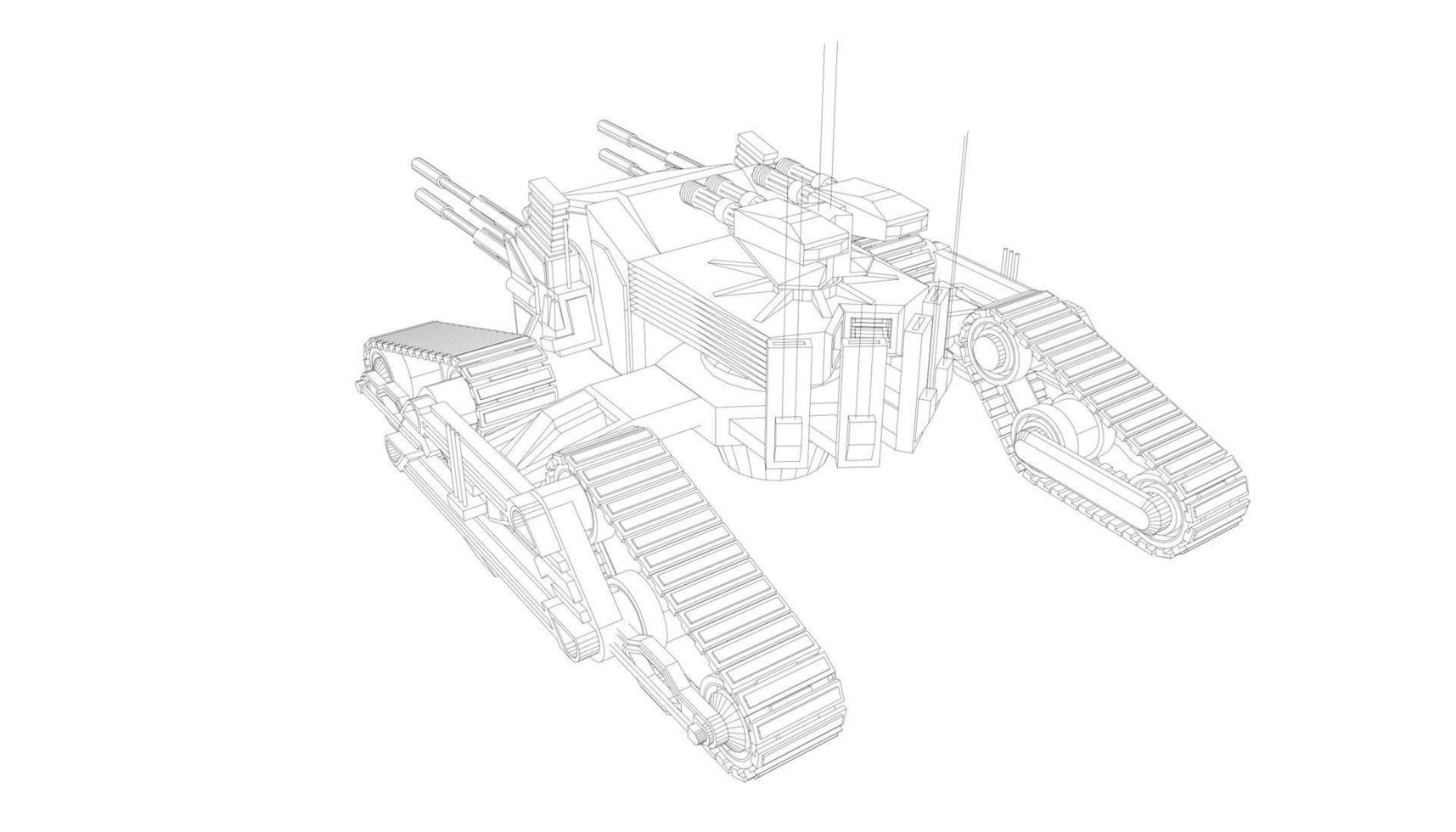 arte de linha de tanques militares vetor