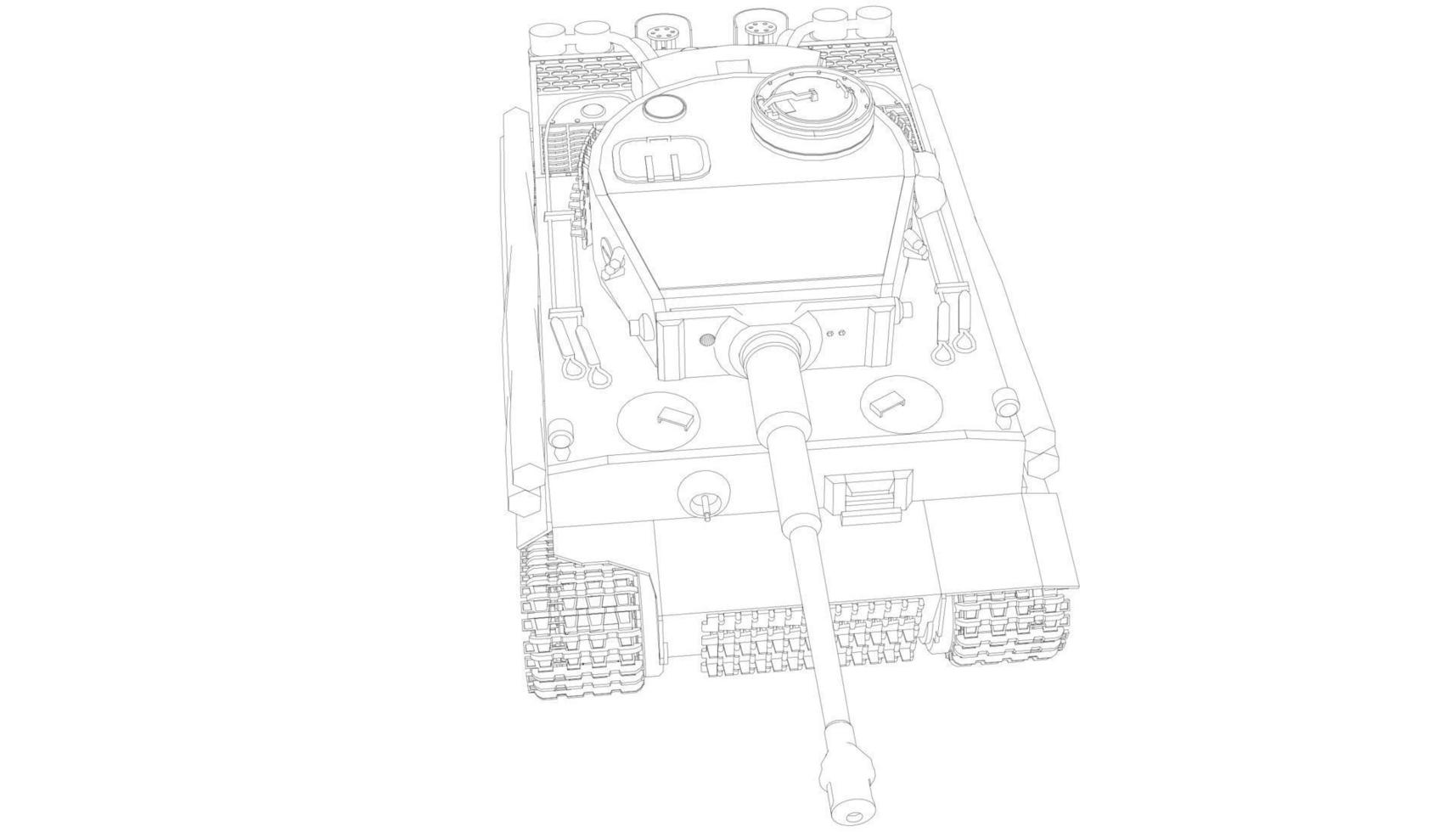 arte de linha de tanques militares vetor