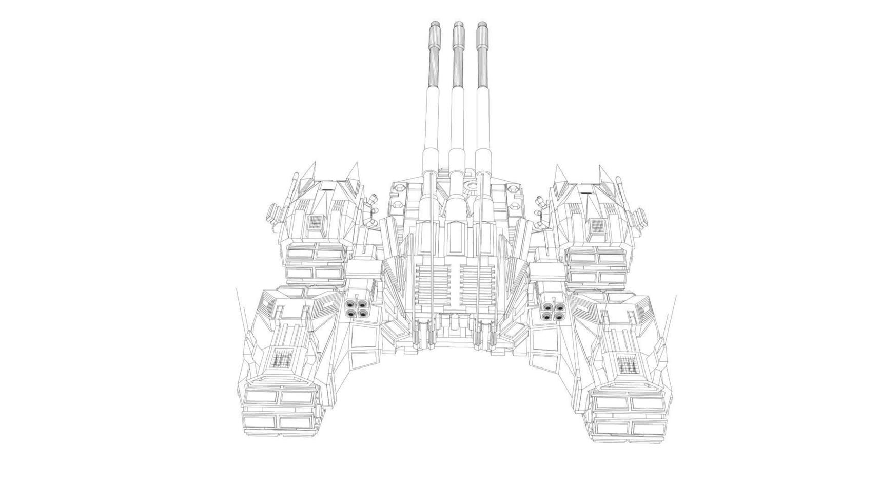 arte de linha de tanques militares vetor