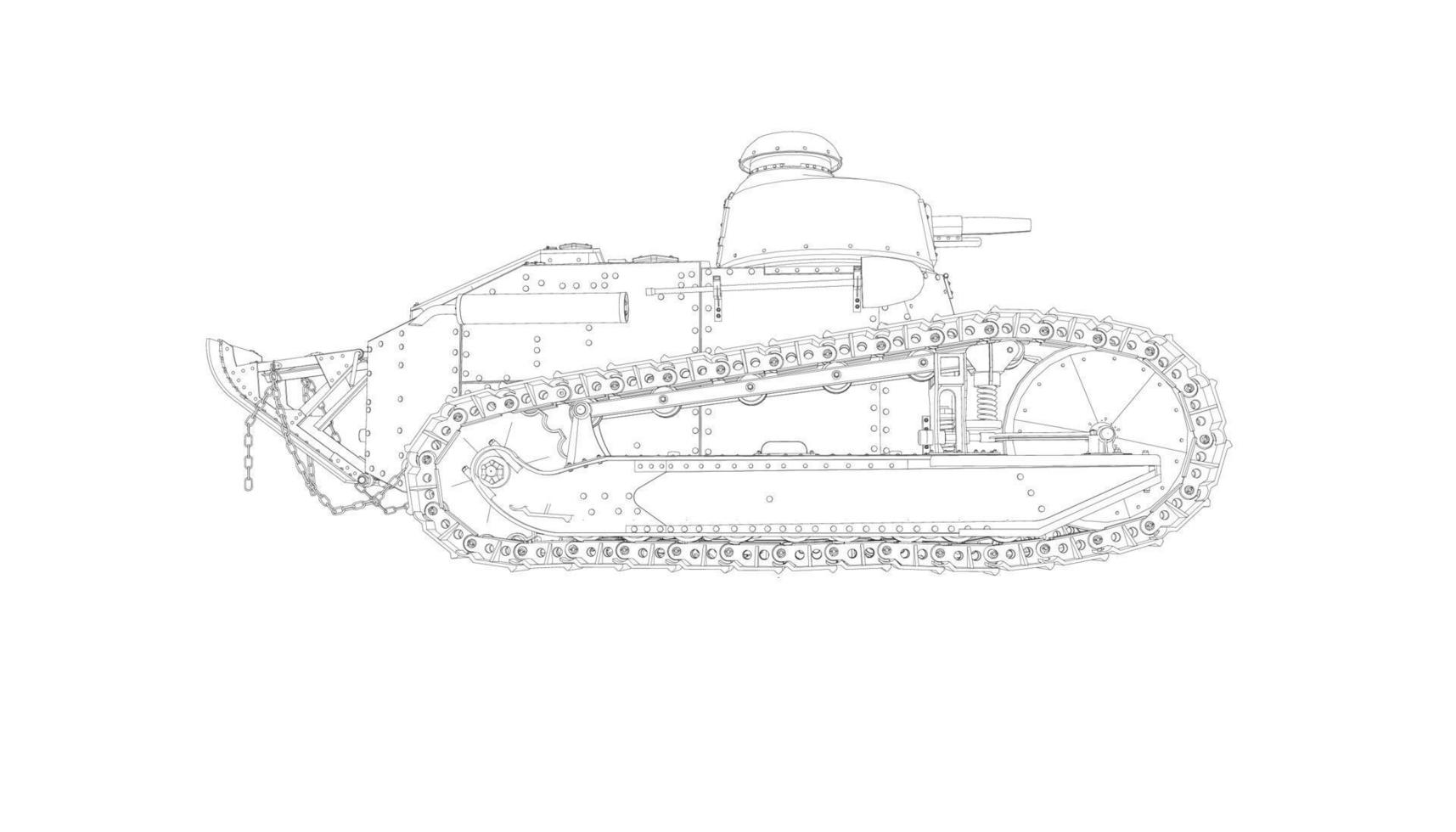 arte de linha de tanque de assalto vetor