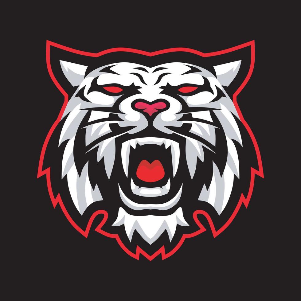 ilustração de modelo de logotipo de vetor de jogos de esporte de tigre branco com fundo preto