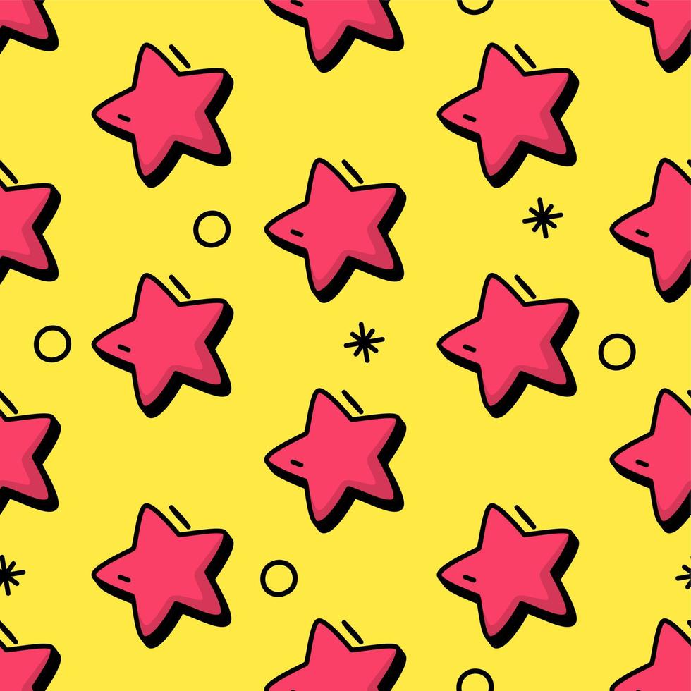 estrelas de padrão de estilo retrô em uma ilustração vetorial de conceito de compras de fundo amarelo vetor
