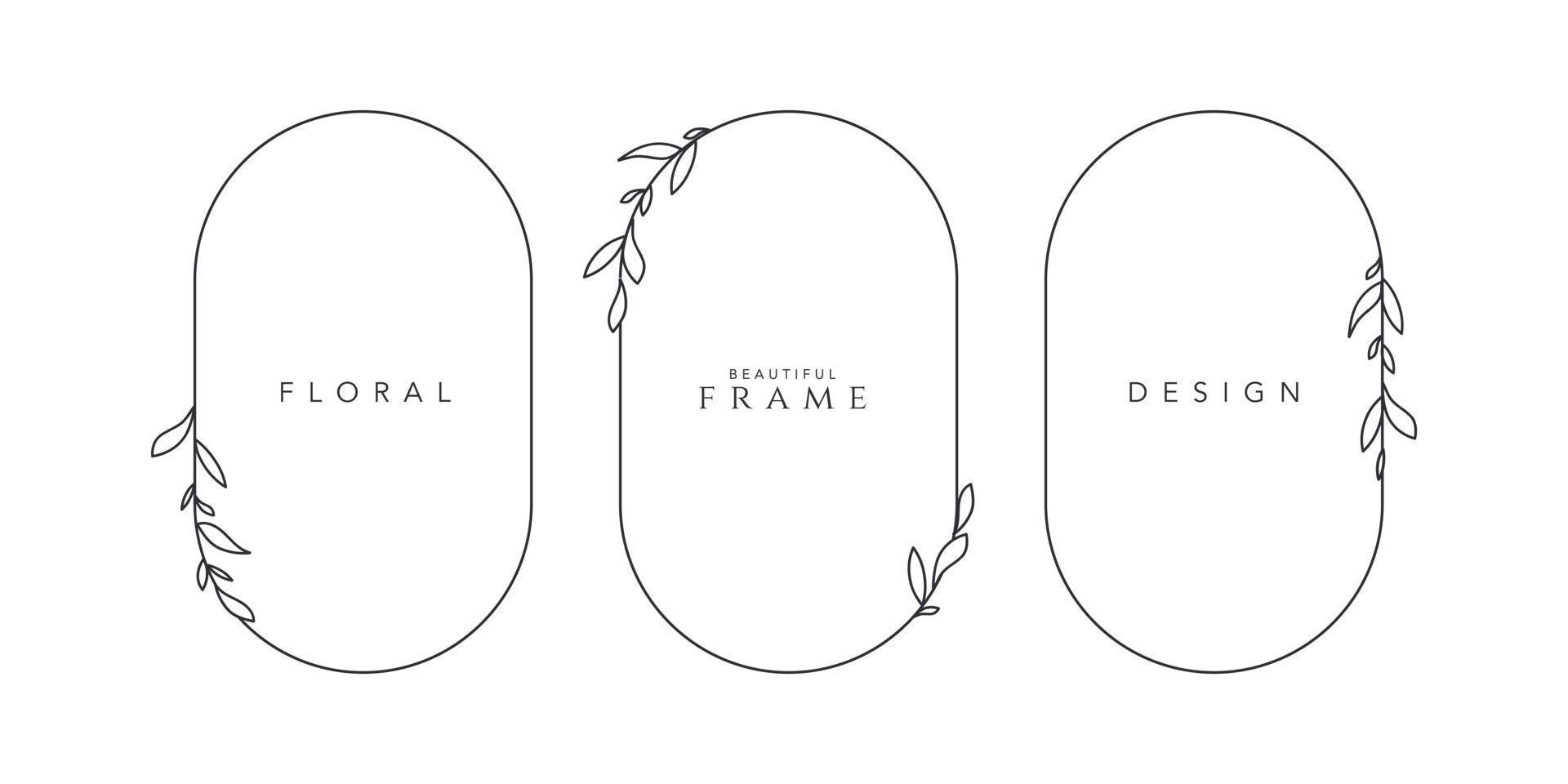 modelo de cartão de convite oval de moldura de casamento de logotipo de quadro ilustração vetorial desenhada à mão vetor
