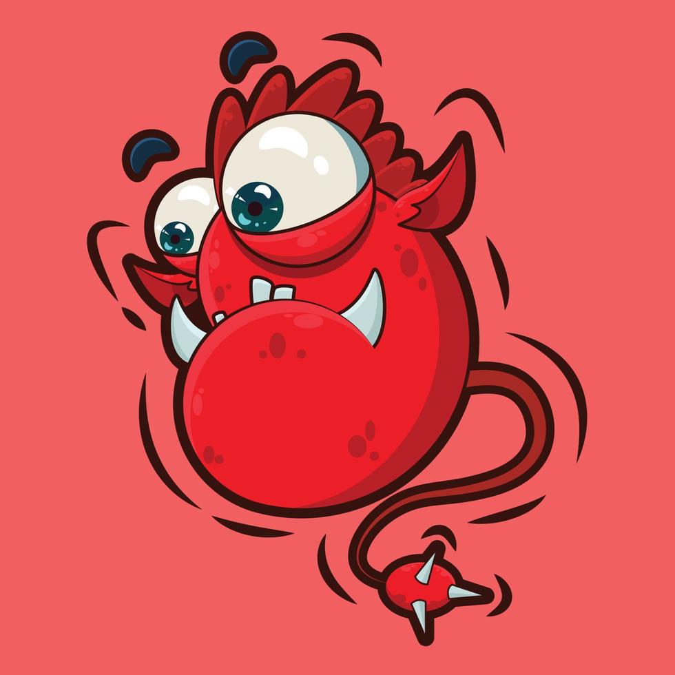 ilustração de personagem de pequeno monstro vermelho vetor