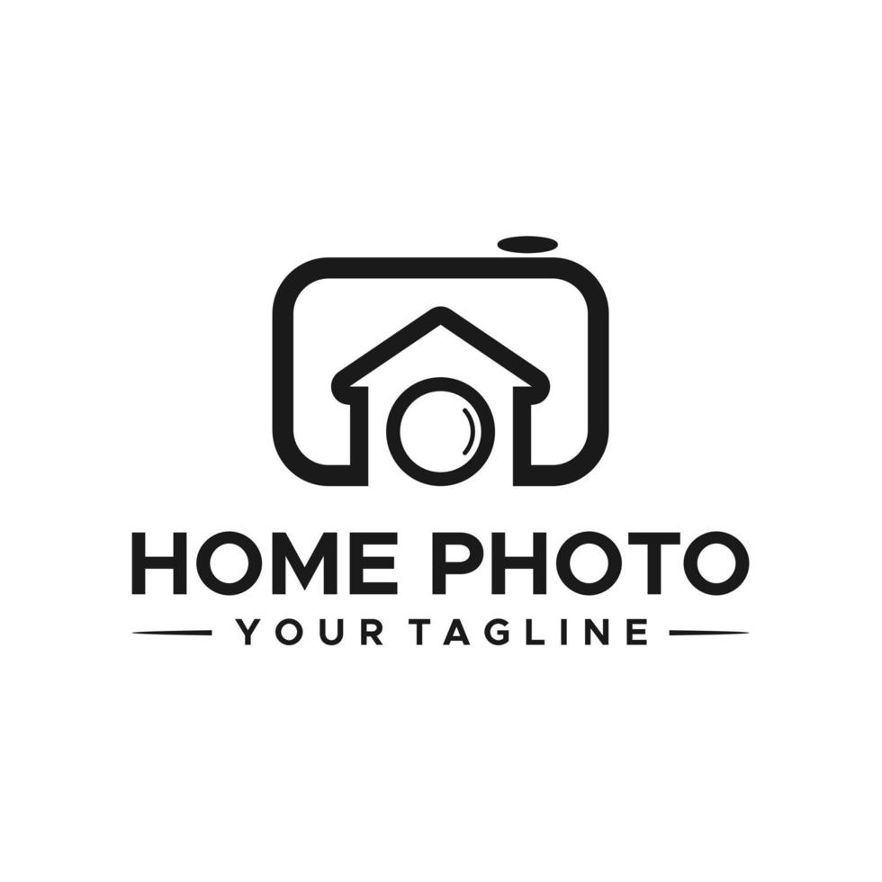 design de sinal de logotipo de câmera e fotografia em casa vetor
