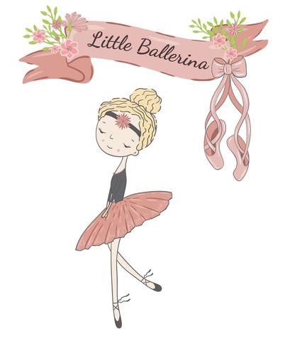 Pequena princesa bailarina bonito do balé. vetor