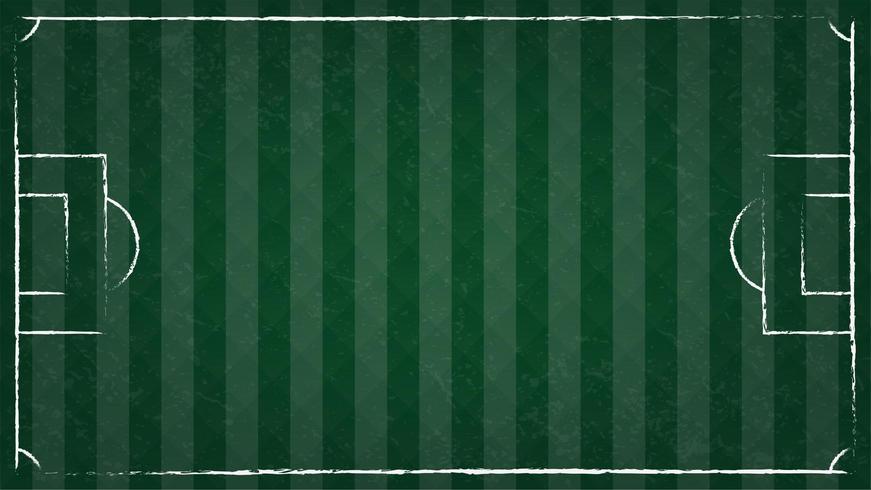 Vista superior da bola de futebol na grama verde e linha de campo de futebol vetor