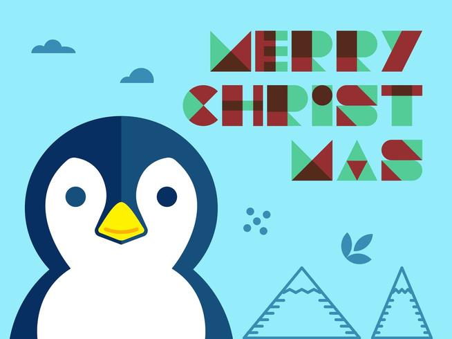 Saudação de Natal de pinguim vetor