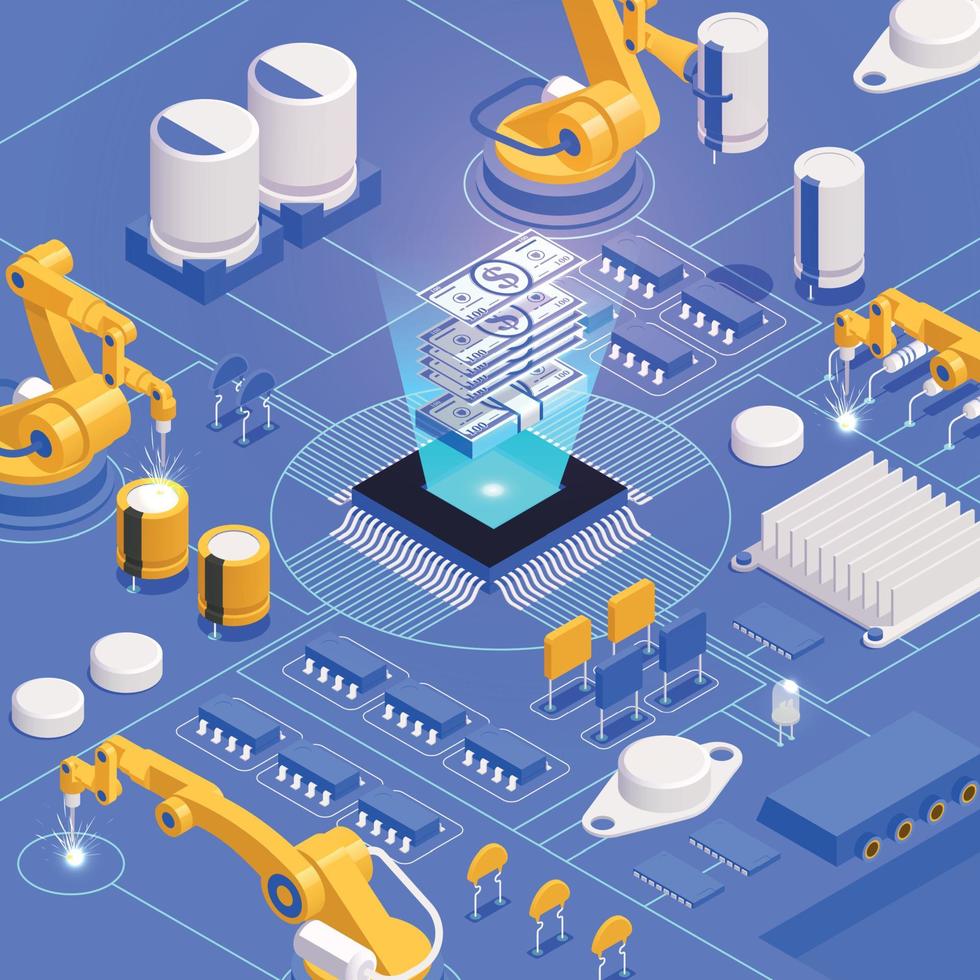 composição isométrica de digitalização vetor