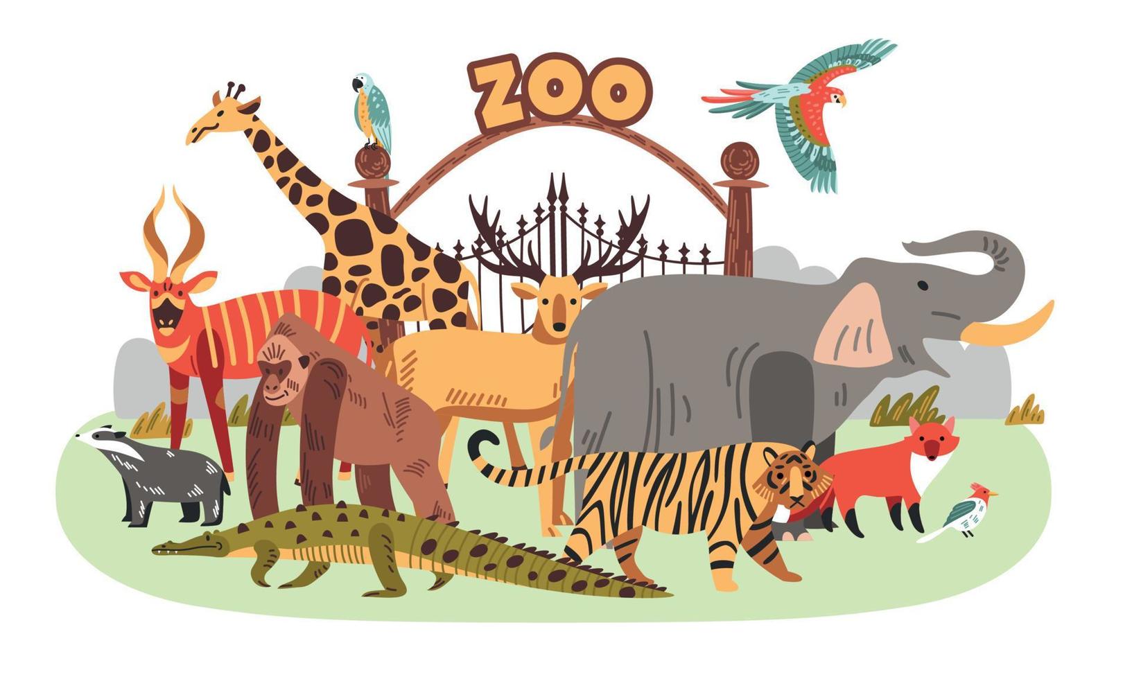 composição colorida do zoológico vetor