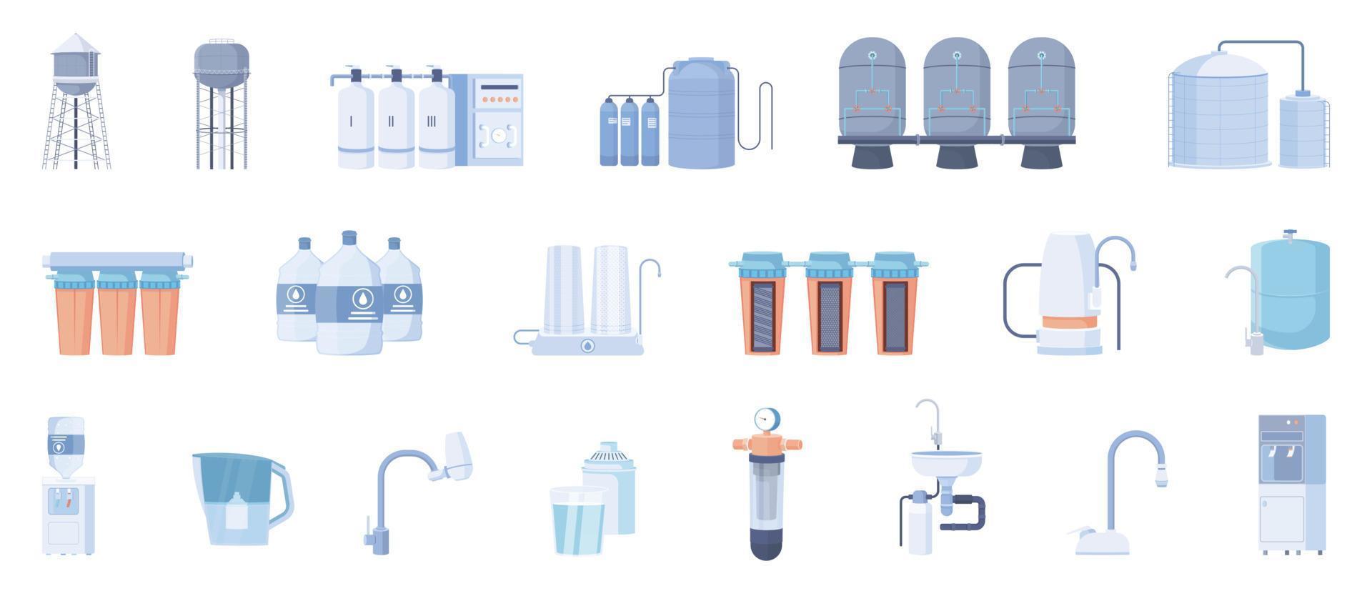 conjunto de ícones de purificação de água vetor