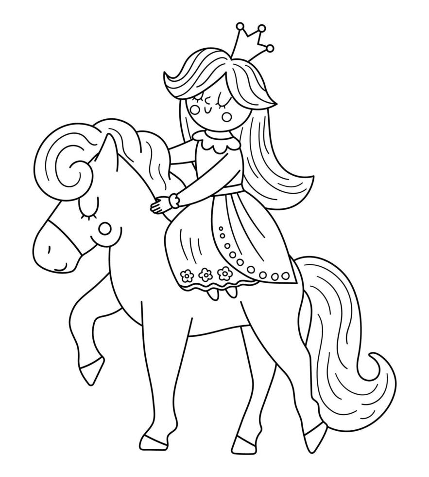 Desenho de Princesa e cavalo para Colorir - Colorir.com