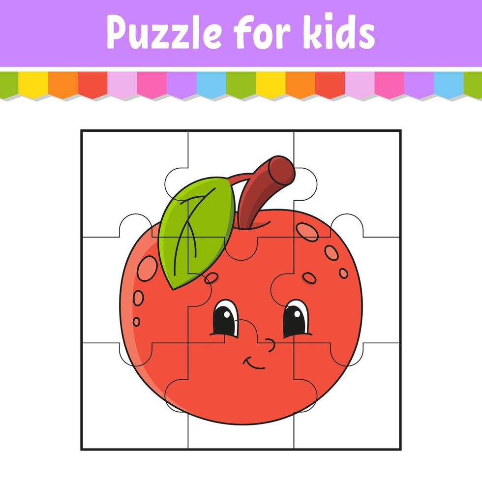 Jogo de quebra-cabeça para crianças berinjela de legumes peças de quebra- cabeça planilha de cores página de atividades