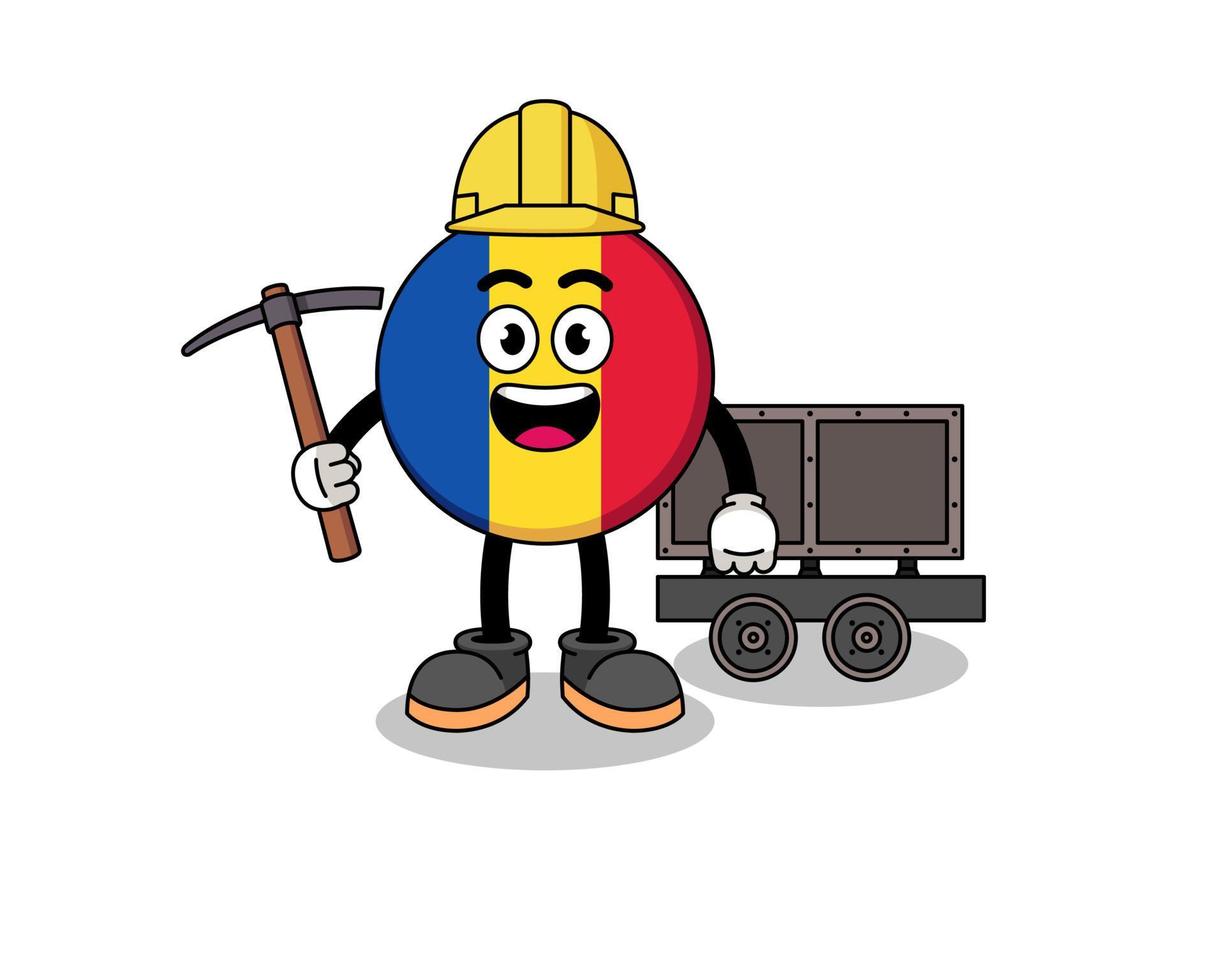 ilustração de mascote do mineiro de bandeira da romênia vetor