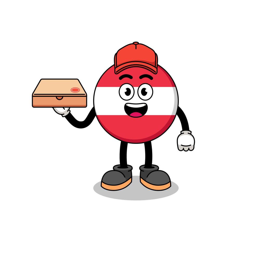 ilustração da bandeira da áustria como entregador de pizza vetor