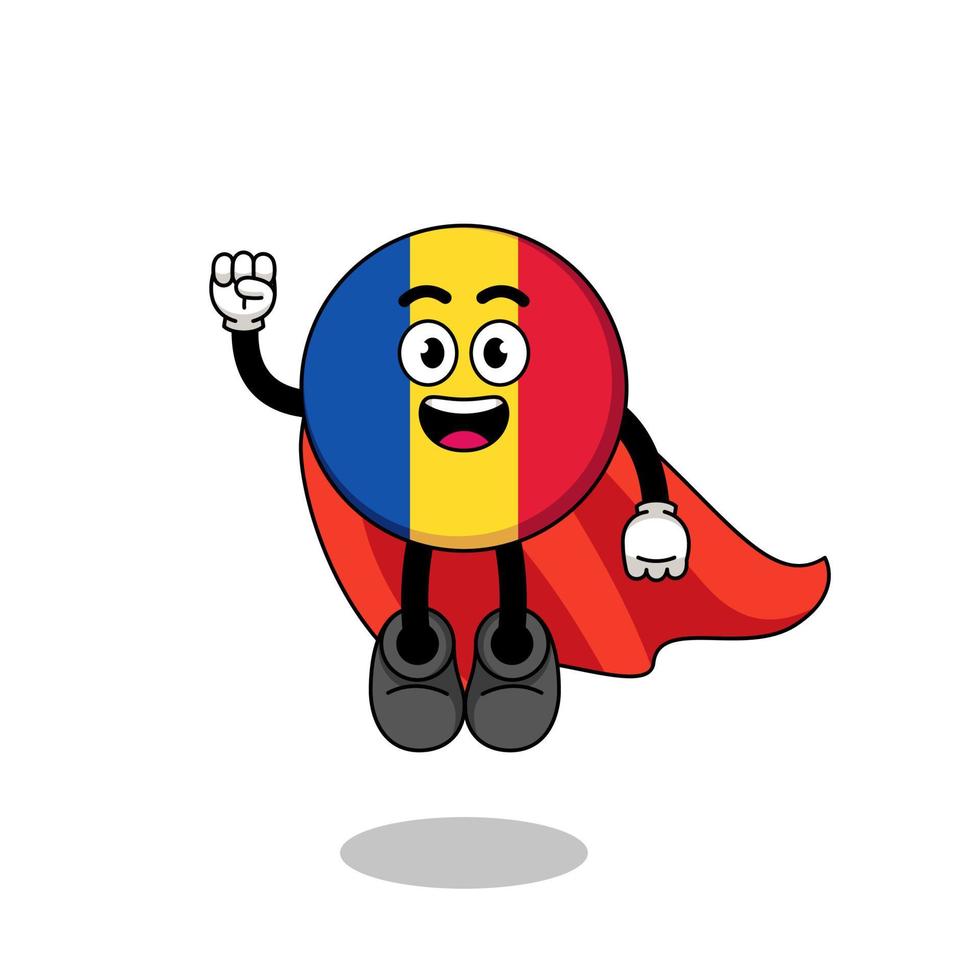 desenho de bandeira da romênia com super-herói voador vetor