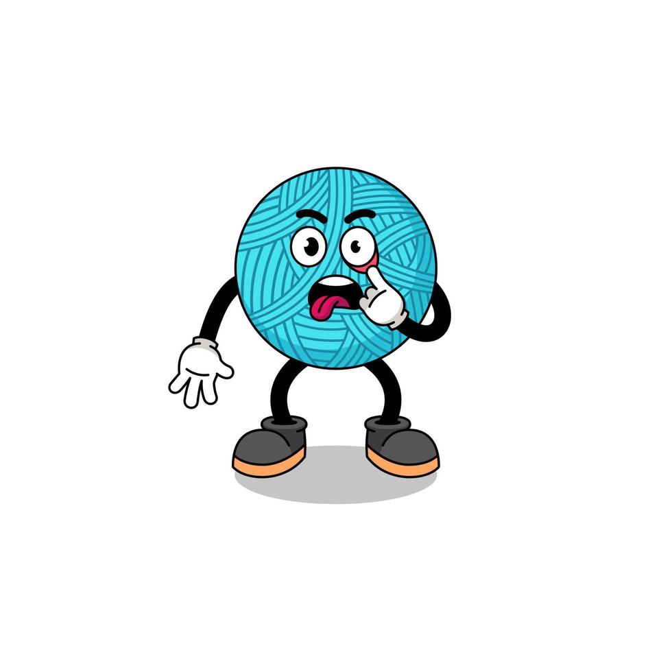 ilustração de personagem de bola de fios com língua de fora vetor