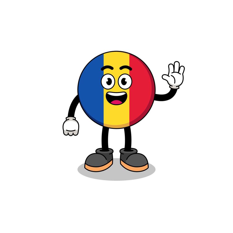 desenho de bandeira da romênia fazendo gesto de mão de onda vetor