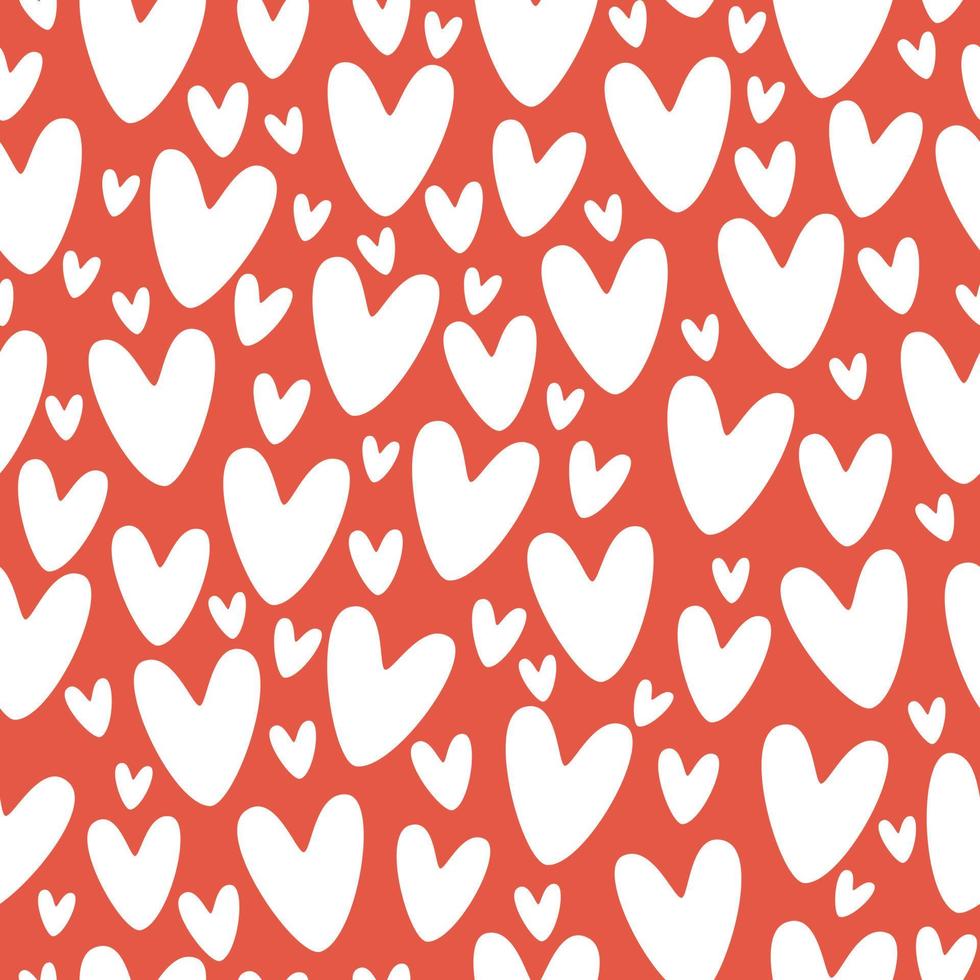 romântico sem costura padrão vermelho com corações abstratos brancos. ilustração vetorial plana. amo embalagem e design de papel de parede vetor