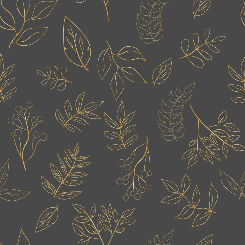 padrão floral sem costura na cor dourada vetor