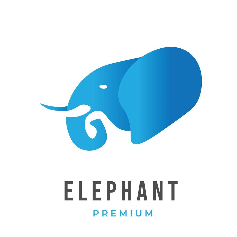 logotipo de cabeça de elefante azul com gradiente vetor