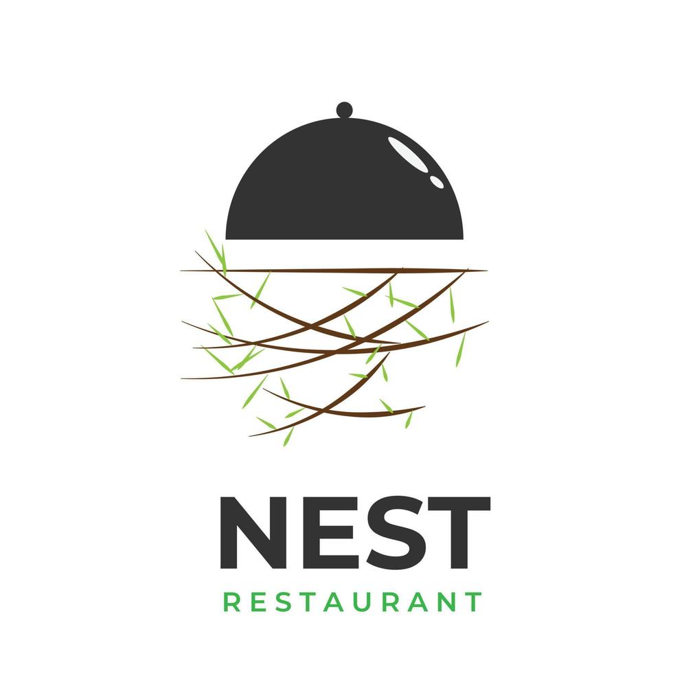 logotipo ninho com restaurante natural vetor