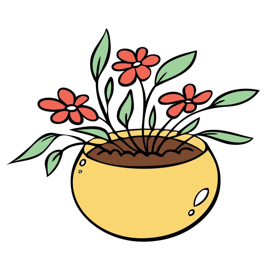 planta bonita em um vaso de flores. ilustração em vetor de plantas de interior.