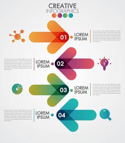 Infográfico com setas coloridas e 4 etapas vetor