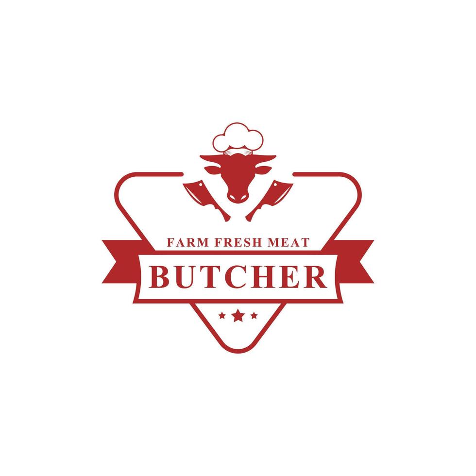 ilustração em vetor vintage retrô açougue bom para emblemas de fazenda ou restaurante com animais e silhuetas de carne tipografia emblemas design de logotipo