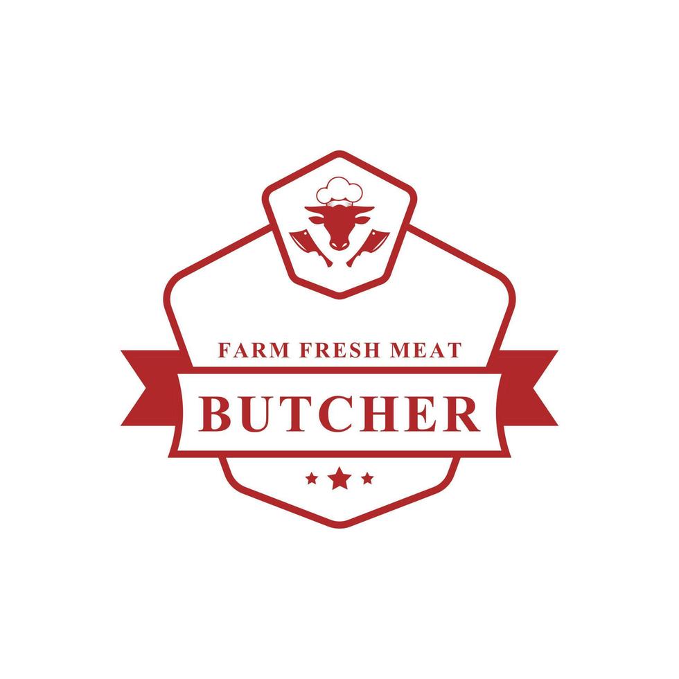 ilustração em vetor vintage retrô açougue bom para emblemas de fazenda ou restaurante com animais e silhuetas de carne tipografia emblemas design de logotipo