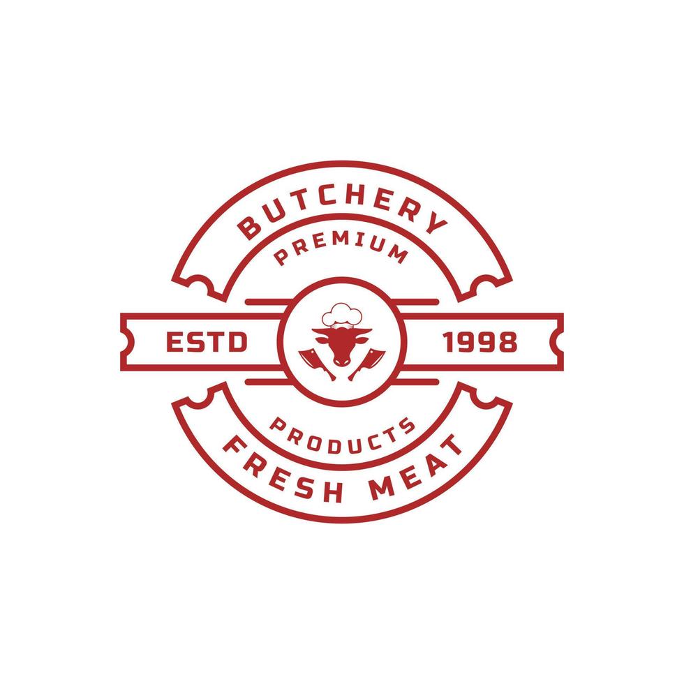 ilustração em vetor vintage retrô açougue bom para emblemas de fazenda ou restaurante com animais e silhuetas de carne tipografia emblemas design de logotipo