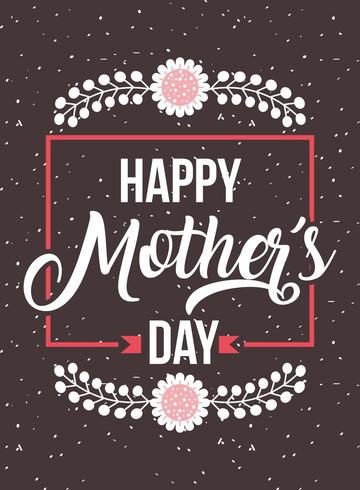 cartão de dia das mães com moldura e bordas florais vetor