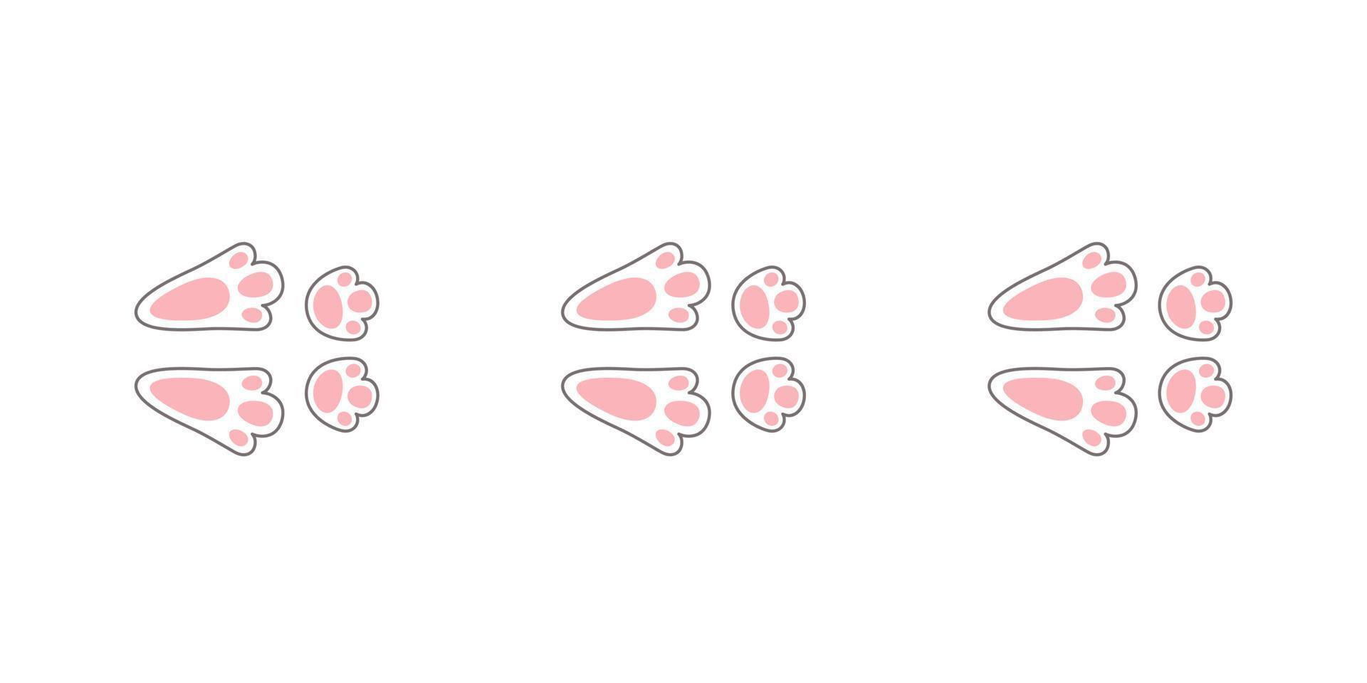 trilha de pegada de coelho ou lebre. pegadas de coelhinho da páscoa. passos de pata de coelho. trilha de passos de lebre na neve. ilustração vetorial isolada no fundo branco em estilo simples vetor