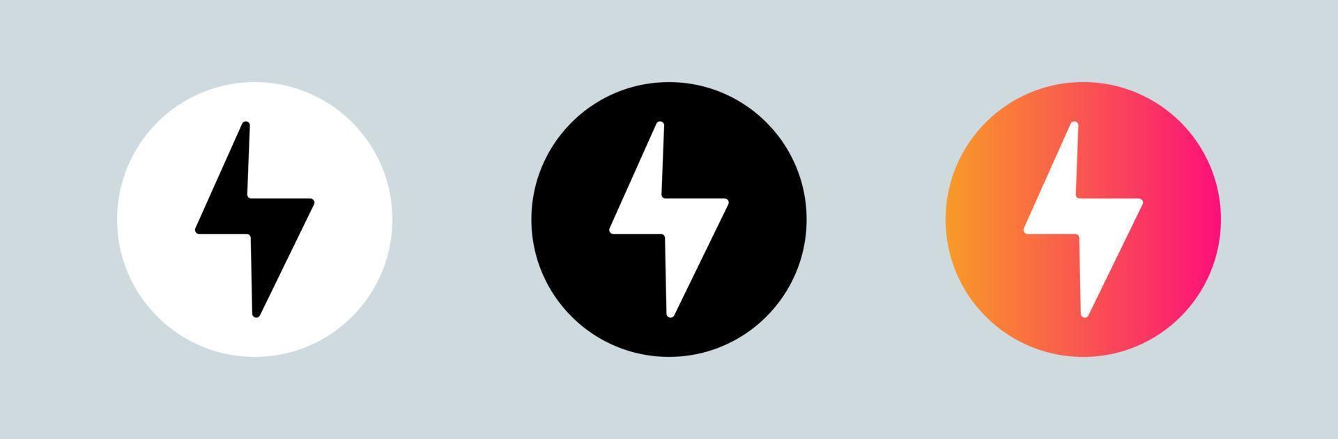 flash conjunto de ícones de energia do trovão. ícone de vetor de relâmpago.