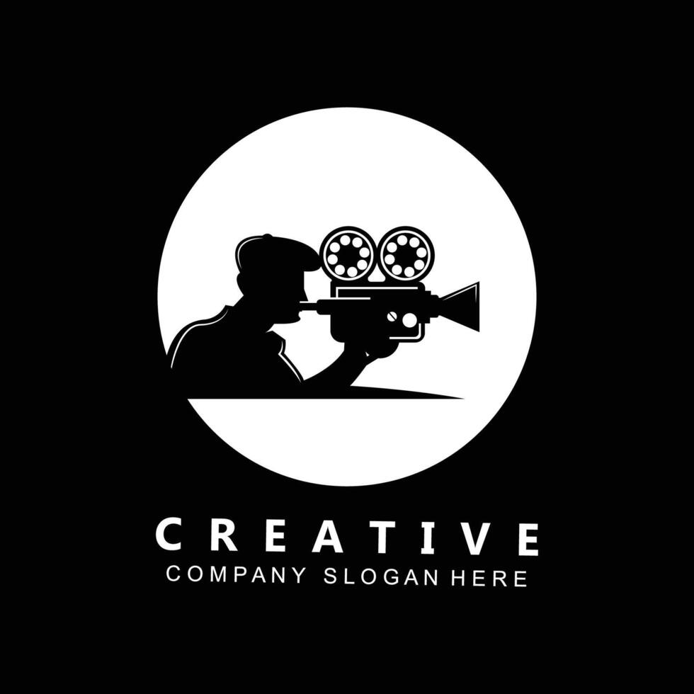 símbolo do ícone do logotipo da câmera de vídeo, reprodutor de filme e gravador vetor