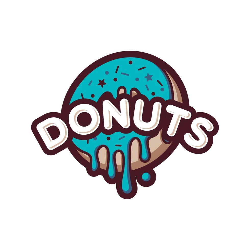 rosquinha rosquinha com design de logotipo de ícone de coroa de rei na ilustração de clip-art de estilo de linha de desenho moderno moderno vetor