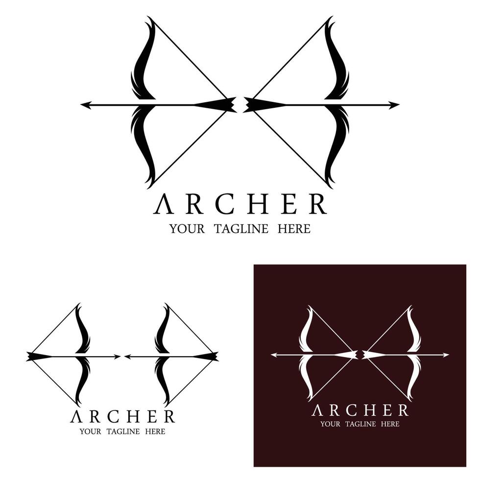 silhueta de athena minerva com design de logotipo de arqueiro real vetor