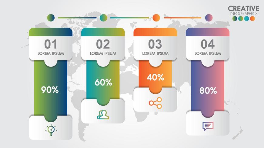 Modelo de infográfico para negócios com 4 etapas ou opções vetor