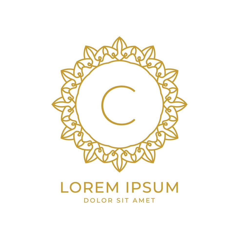 letra c design de logotipo de vetor de crista de luxo minimalista para spa, moda, casamento, salão de beleza, hotel, imóveis, cuidados de beleza