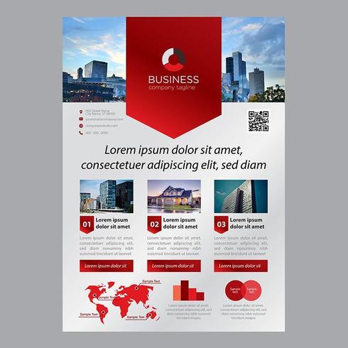 Modelo de Brochura - moderna bandeira vermelha forma uma página negócios vetor
