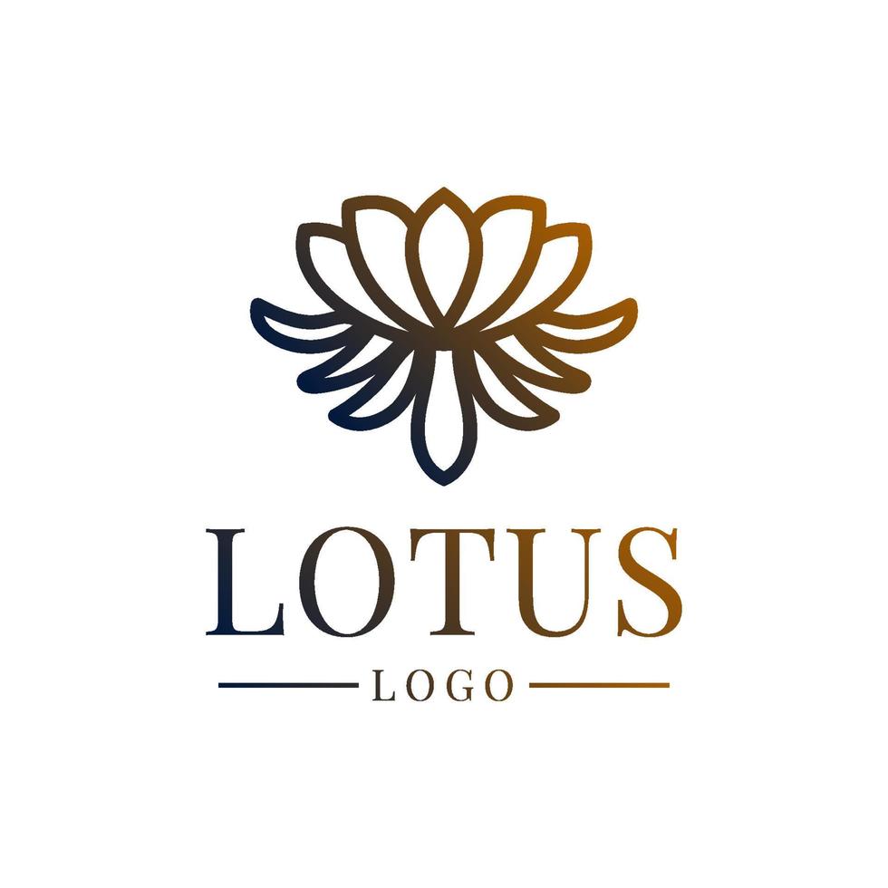 design de logotipo de vetor de estilo de contorno de flor de lótus elegante