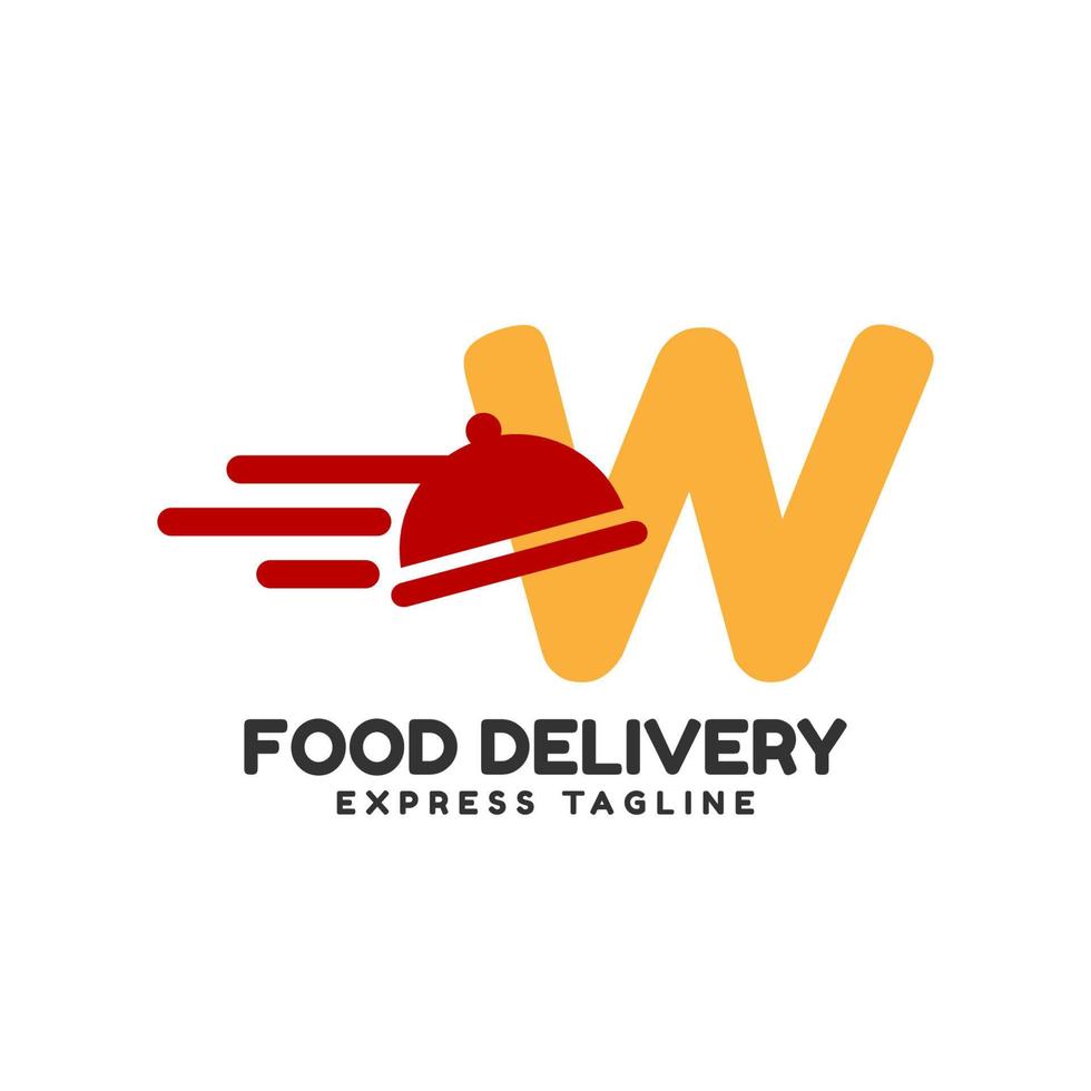 letra w design de logotipo inicial de vetor de entrega de comida expressa