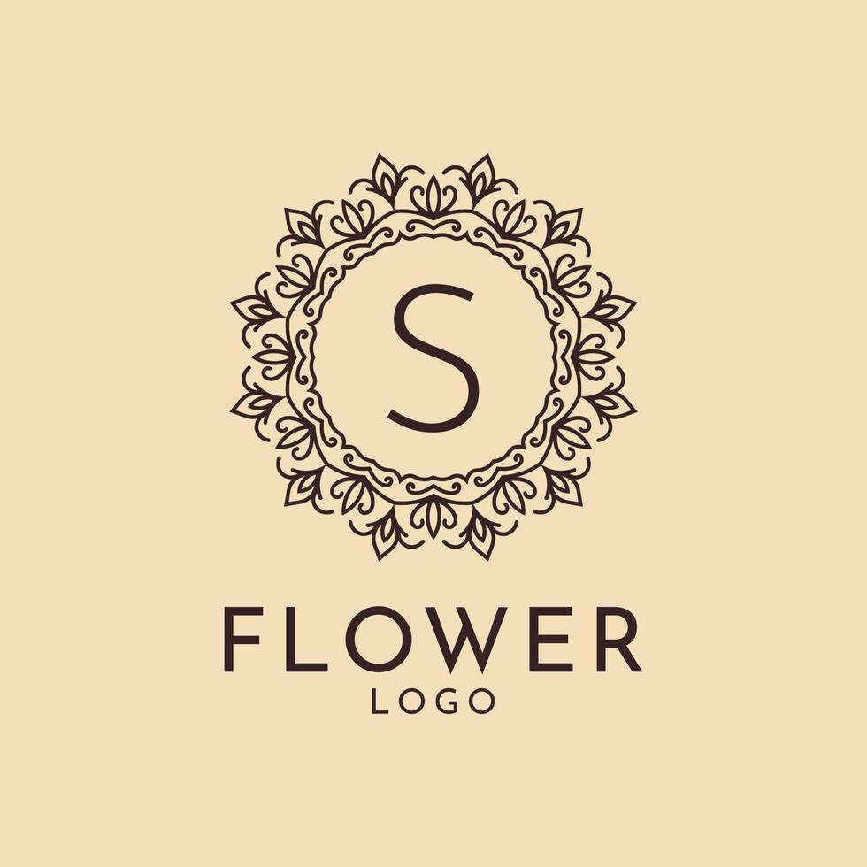 decoração de círculo de flores letra s para spa, salão, hotel, florista, marca feminina vetor