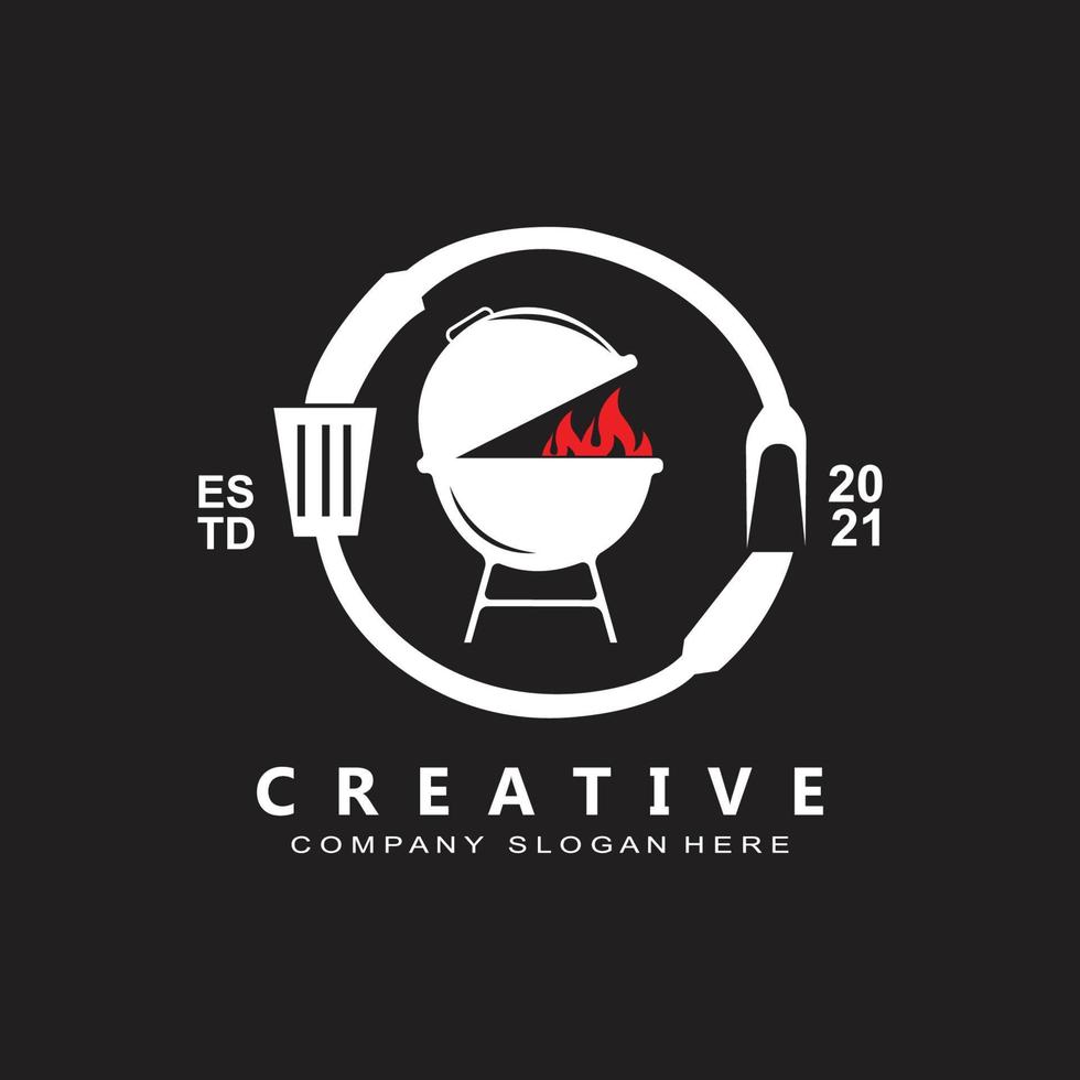 logotipo de churrasco rústico retrô vintage. design de comida ou grelha, ilustração vetorial de ícone vetor