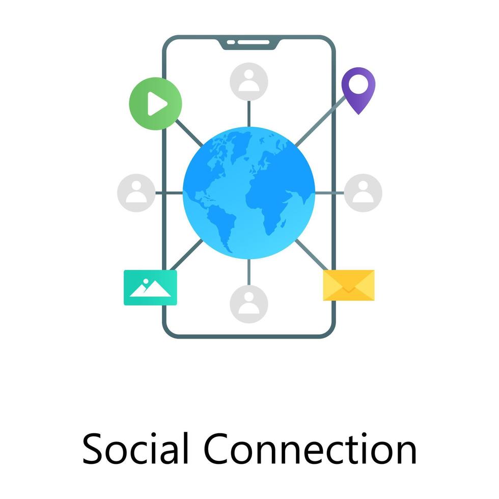 ícone conceitual de conexão social em estilo moderno editável vetor